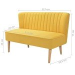 Bright Yellow Modern Two-Seater Fabric Sofa
