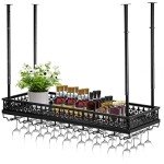 Adjustable Black Wall-Mounted Wine Glass Rack