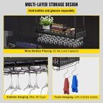 Adjustable Black Wall-Mounted Wine Glass Rack