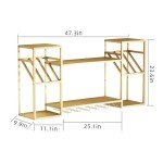 Gold Wall-Mounted 2-Tier Liquor Shelf