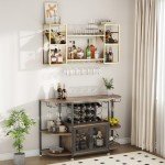 Gold Wall-Mounted 2-Tier Liquor Shelf