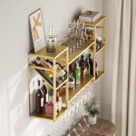 Gold Wall-Mounted 2-Tier Liquor Shelf