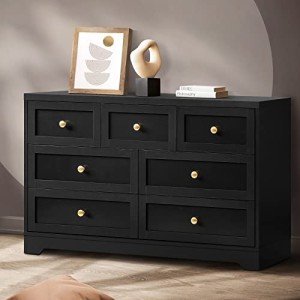 Black 7-Drawer Chest of Drawers by Oikiture
