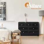 Black 7-Drawer Chest of Drawers by Oikiture