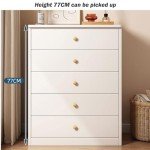 5-Drawer Wooden Dresser Chest for Bedroom Storage