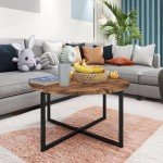 Modern Round Coffee Table with Metal Frame