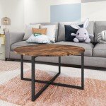 Modern Round Coffee Table with Metal Frame