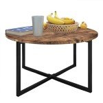 Modern Round Coffee Table with Metal Frame