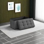 30-Inch Dark Gray Folding Storage Ottoman Bench