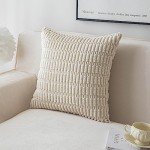 Boho Striped Throw Pillow Covers - Cream White 2-Pack