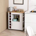 Giantex Rolling Kitchen Island with Bamboo Top