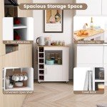 Giantex Rolling Kitchen Island with Bamboo Top