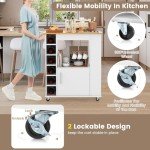 Giantex Rolling Kitchen Island with Bamboo Top