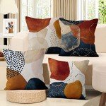 Set of 4 Boho Cushion Covers - Navy & Orange