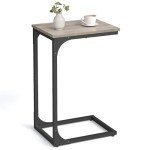 Industrial C-Shaped Side Table in Heather Greige