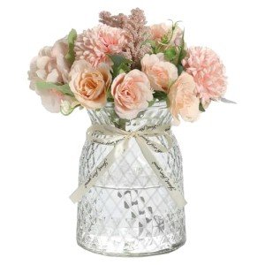 Diamond Pattern Glass Flower Vase - 6.3" High