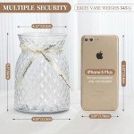 Diamond Pattern Glass Flower Vase - 6.3" High