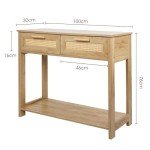 Narrow Rattan Console Table with 2 Drawers