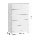 White 6-Drawer Tallboy Storage Cabinet by Artiss