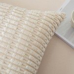 Boho Striped Throw Pillow Covers - Cream White 2-Pack