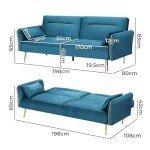 Peacock Blue 3-Seater Convertible Sofa Bed