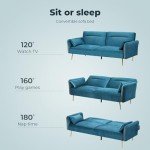 Peacock Blue 3-Seater Convertible Sofa Bed