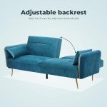 Peacock Blue 3-Seater Convertible Sofa Bed
