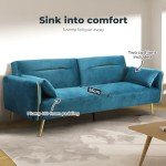 Peacock Blue 3-Seater Convertible Sofa Bed