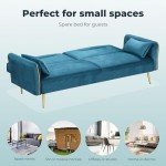 Peacock Blue 3-Seater Convertible Sofa Bed