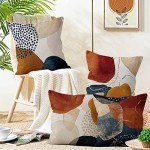 Set of 4 Boho Cushion Covers - Navy & Orange
