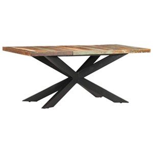 Industrial Wooden Dining Table with X-shaped Legs