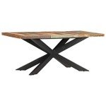Industrial Wooden Dining Table with X-shaped Legs