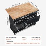 VEVOR 50" Kitchen Island Cart with Storage Cabinet
