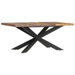 Industrial Wooden Dining Table with X-shaped Legs