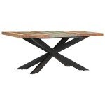Industrial Wooden Dining Table with X-shaped Legs