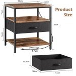 Kisfam Bedside Table with USB Ports & Storage