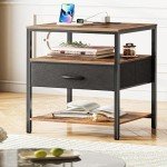 Kisfam Bedside Table with USB Ports & Storage