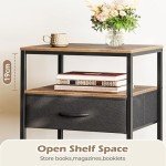 Kisfam Bedside Table with USB Ports & Storage