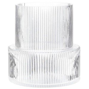 Ribbed Clear Glass Flower Vase - 7.5 Inches