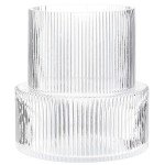 Ribbed Clear Glass Flower Vase - 7.5 Inches