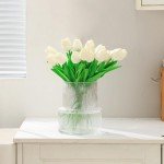 Ribbed Clear Glass Flower Vase - 7.5 Inches