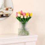 Ribbed Clear Glass Flower Vase - 7.5 Inches