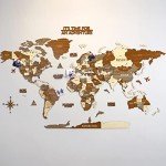 3D Wooden World Map Wall Art for Home