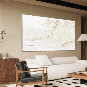 Gold Silent Waves Canvas Wall Art - 20x40 Inch