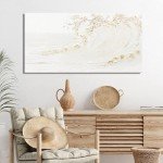 Gold Silent Waves Canvas Wall Art - 20x40 Inch