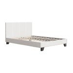 Modern Wooden Bed Frame with Upholstered Headboard