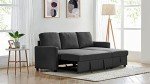 Black 2m Linen 3-Seater Sofa Bed with Chaise