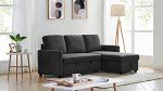 Black 2m Linen 3-Seater Sofa Bed with Chaise
