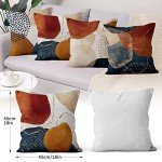 Set of 4 Boho Cushion Covers - Navy & Orange