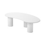 Oikiture White Wooden Coffee Table for Living Room